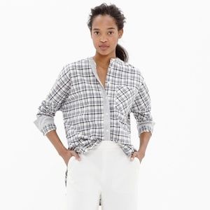 NWOT Madewell Collarless Messenger Shirt Plaid